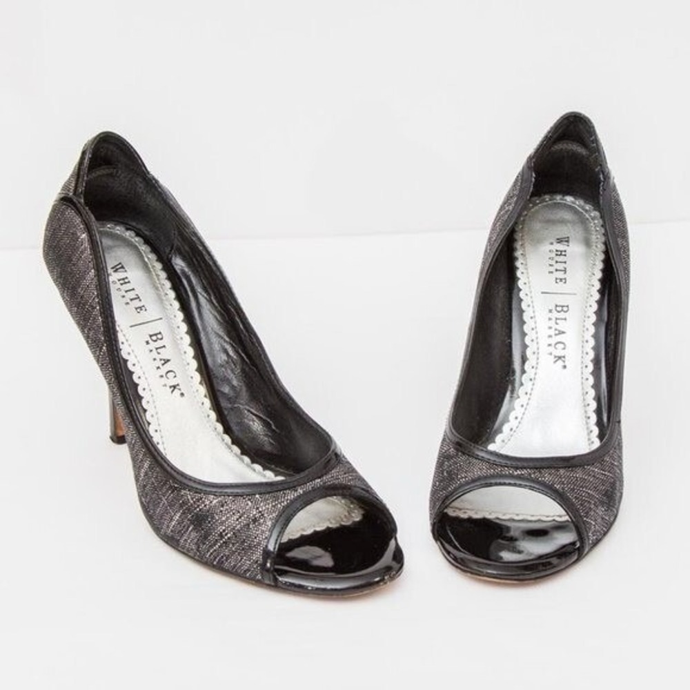 White House Black Market Black & Silver Shoes 8.5